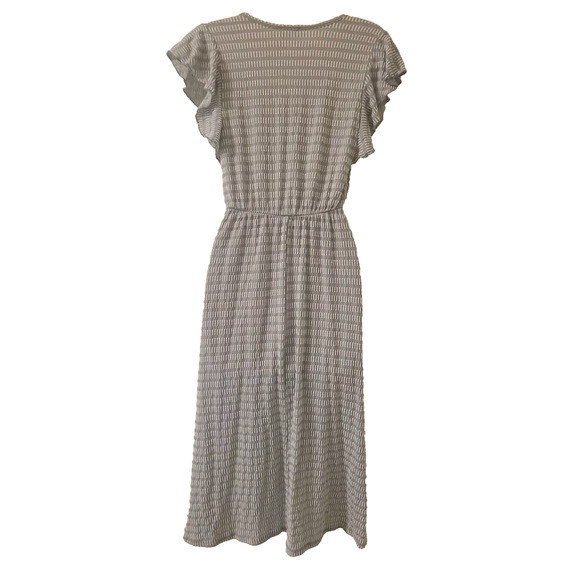 Women's Demure Dress M Green White- Side Slit- Caution To The Wind - Picture 5 of 6